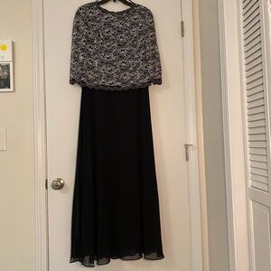 Alex Evenings Black and Silver Evening Dress